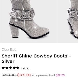 Dolls Kill Silver Rhinestone Boots